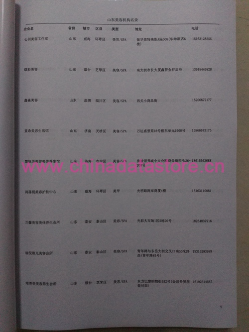 山東美容院企業(yè)黃頁收錄了最新的山東美容院企業(yè)名單，具有極高的營銷價值，實實在在提高銷售業(yè)績